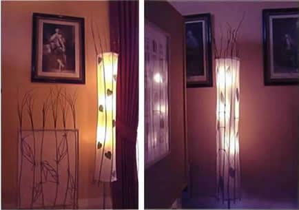 two photos of the willow and tissue paper  lights